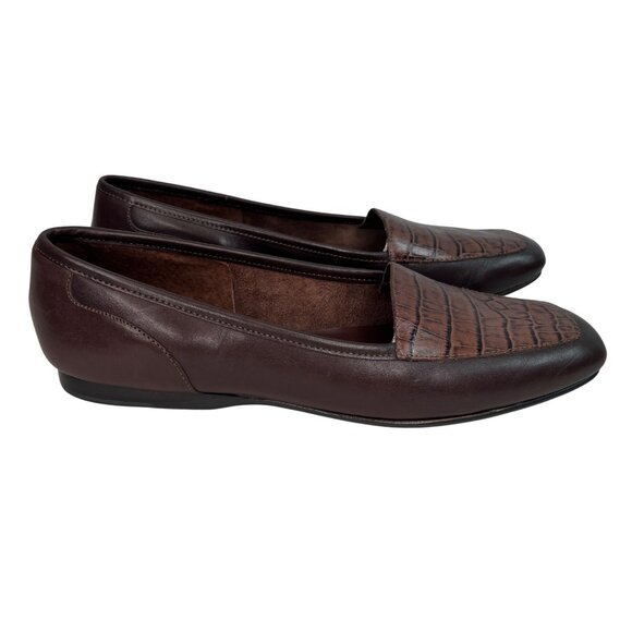 Enzo Angiolini Womens Brown Leather Crocodile Embossed Loafers Size 6.5 - Picture 4 of 7